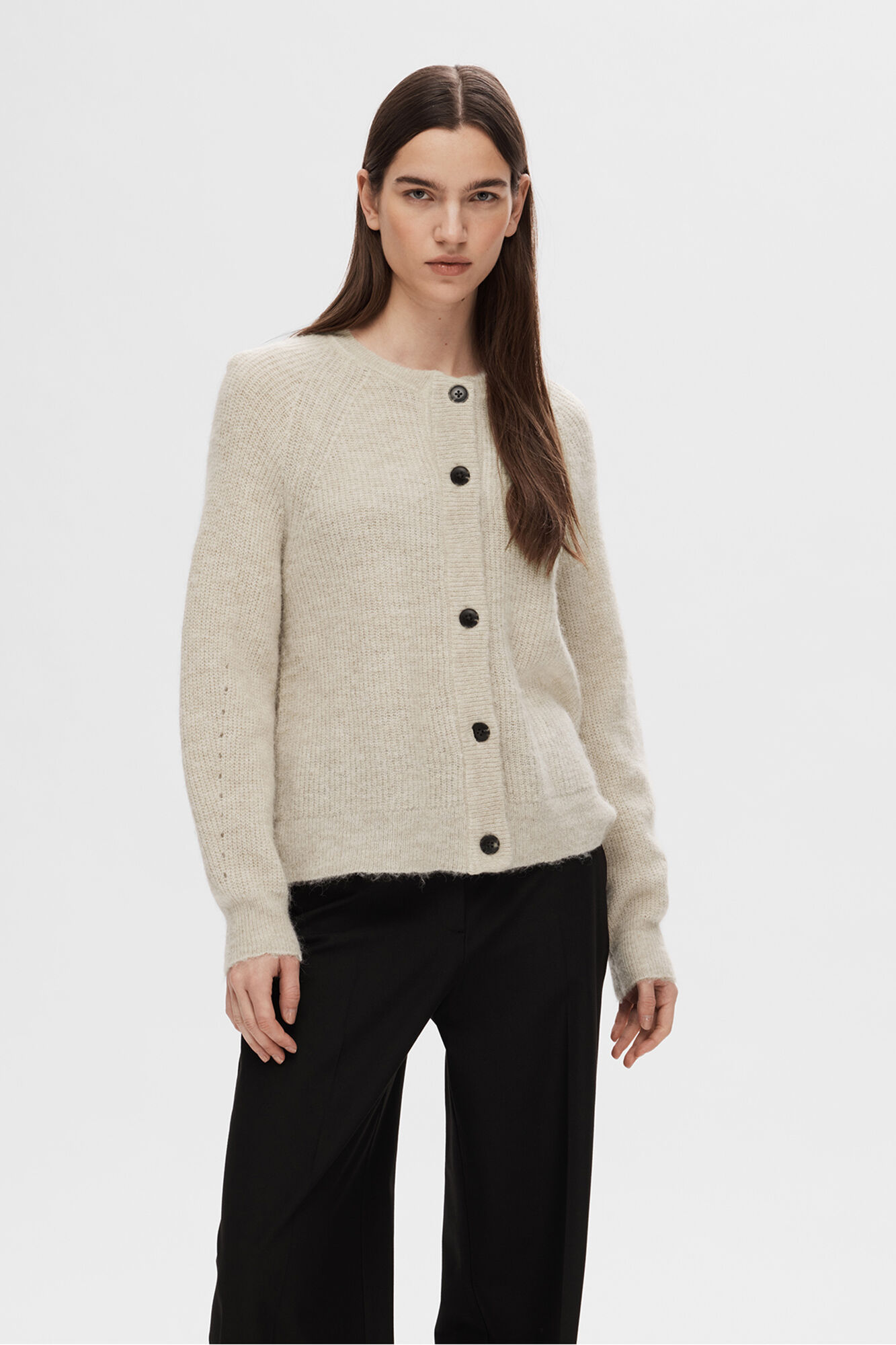 Selected Casaco de malha em l&atilde; e alpaca Tostado