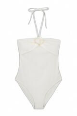 Cortefiel Floral shaping swimsuit White