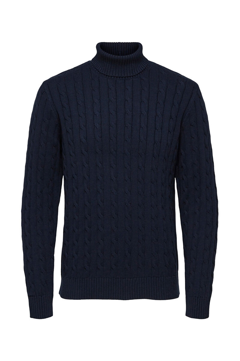 Selected Camisola de manga comprida de gola dobrada Azul