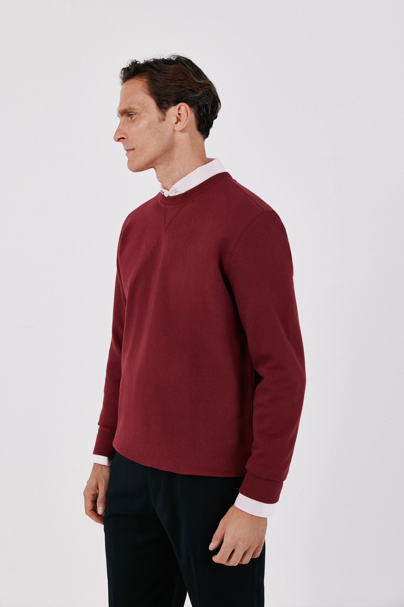 Cortefiel Crew neck sweatshirt Maroon