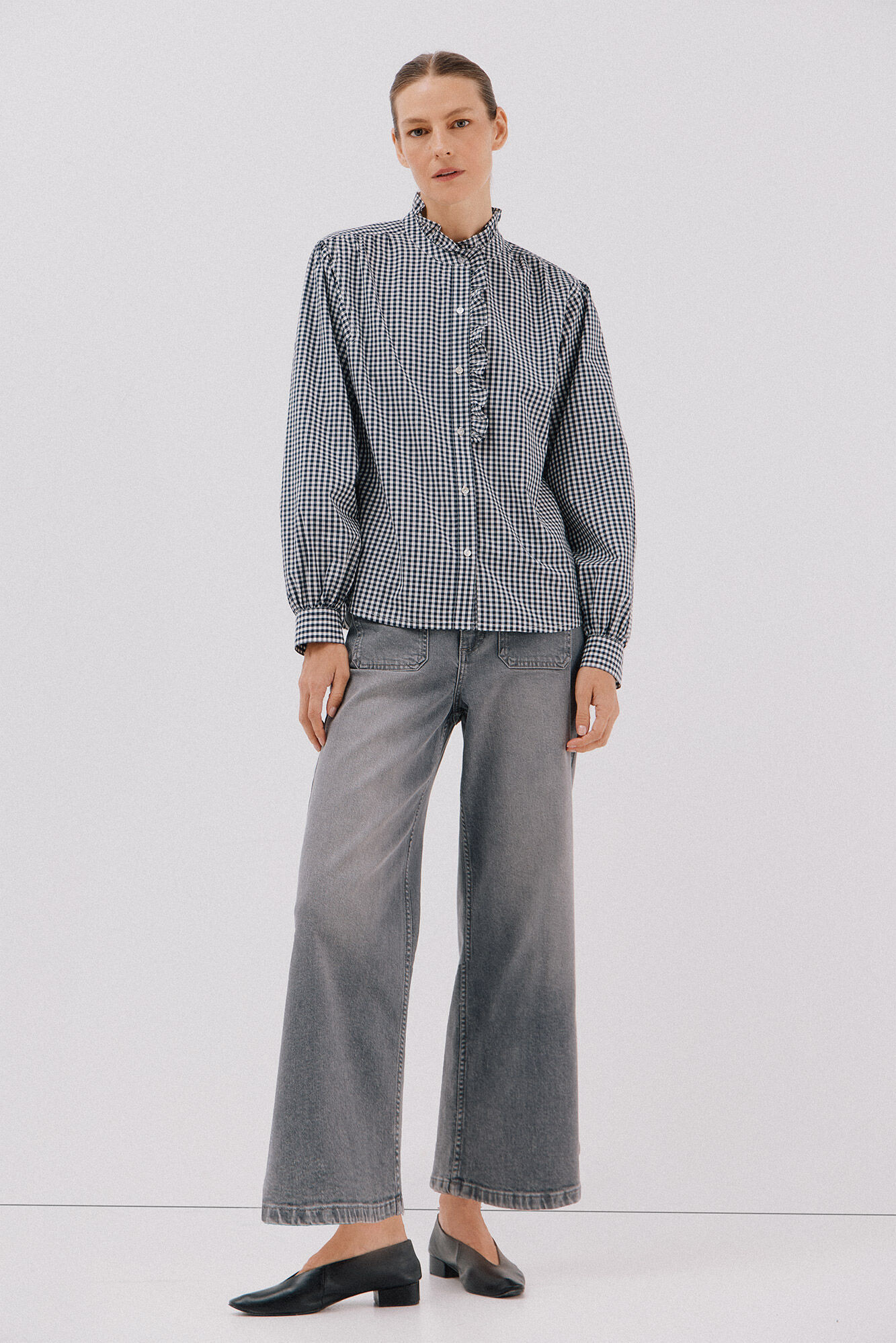 Cortefiel striped blouse with ruffled neck Multicolour