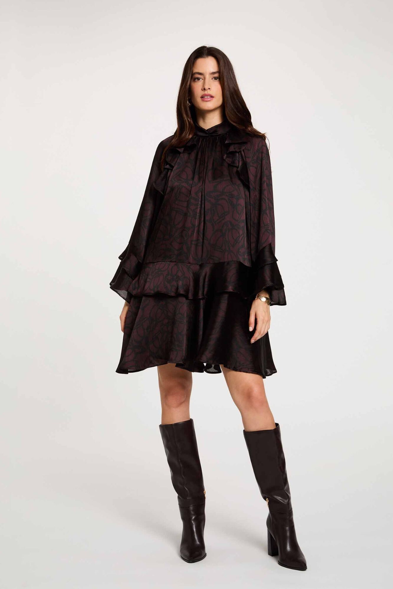 Morgan Vestido curto com gola alta