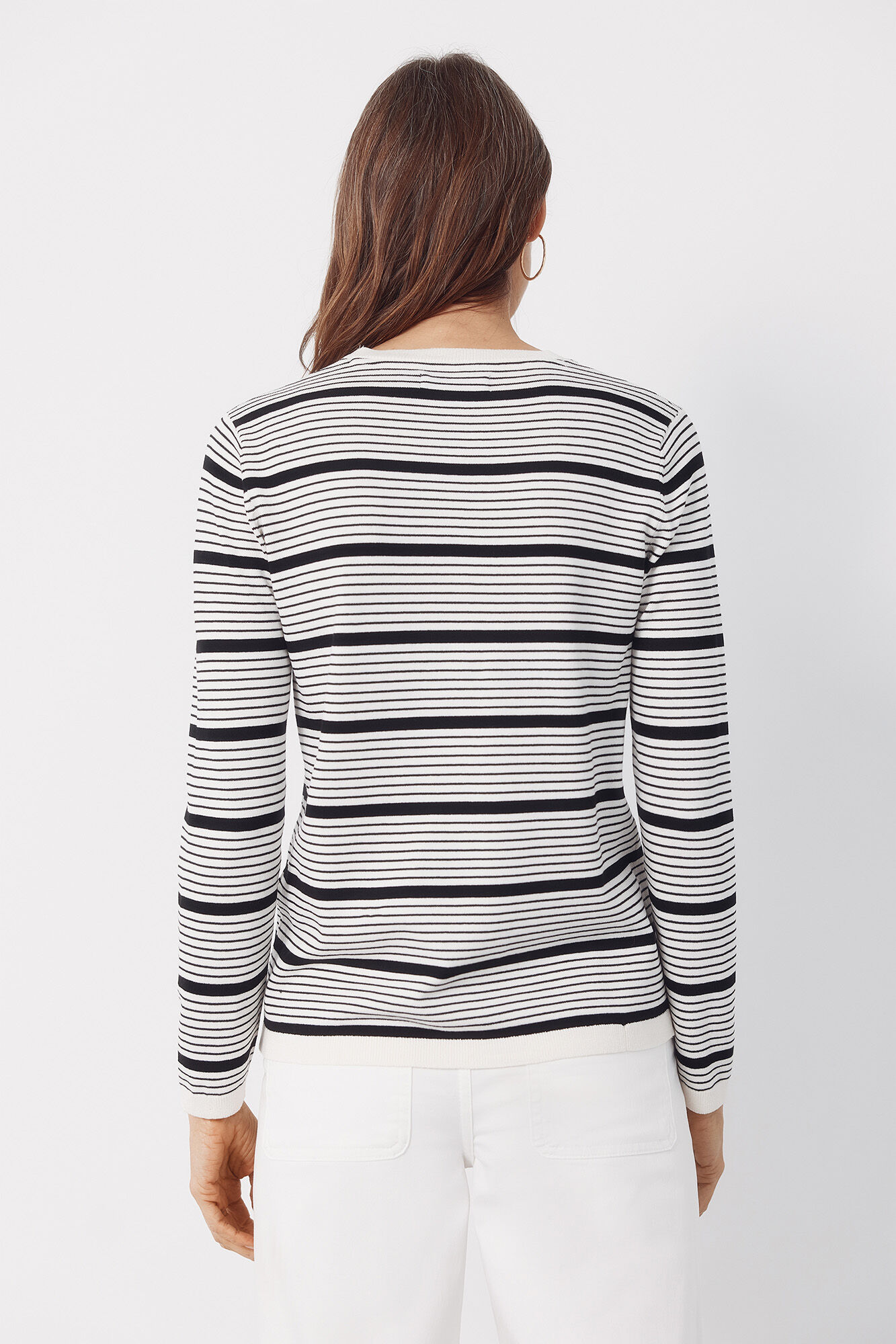 Cortefiel Striped jersey-knit jumper Ivory