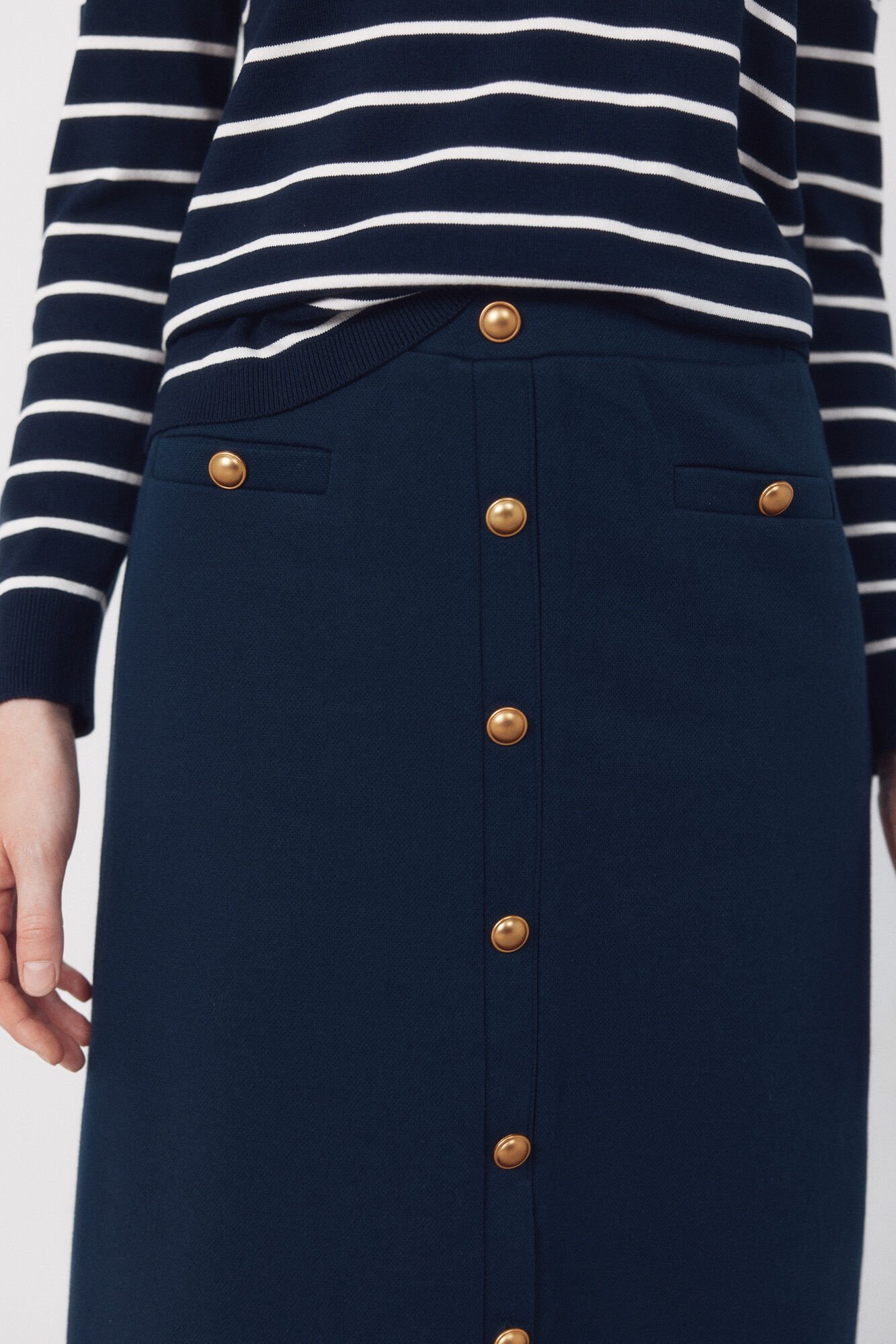 Cortefiel Jersey-knit -up buttons Navy