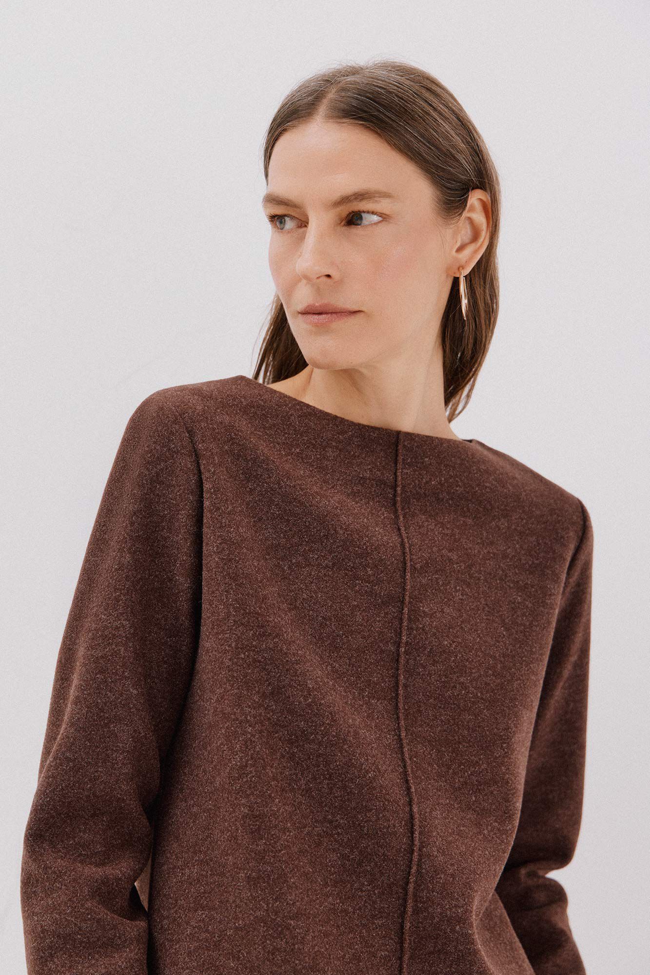 Cortefiel Top com decote chamin&eacute; Castanho