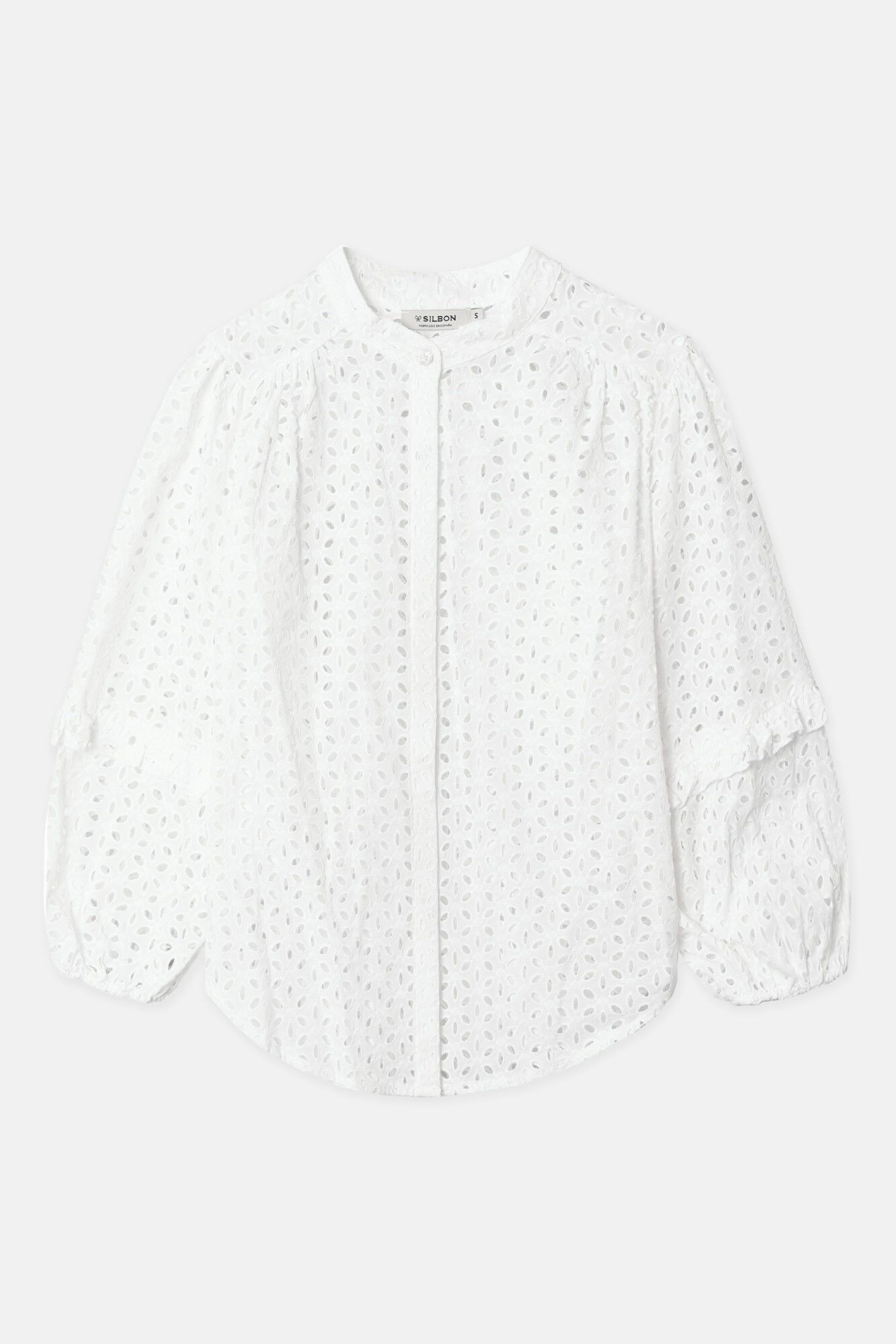 Silbon Camisa bordada manga larga Blanco