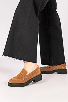 Cortefiel Amparo split leather loafers Brown