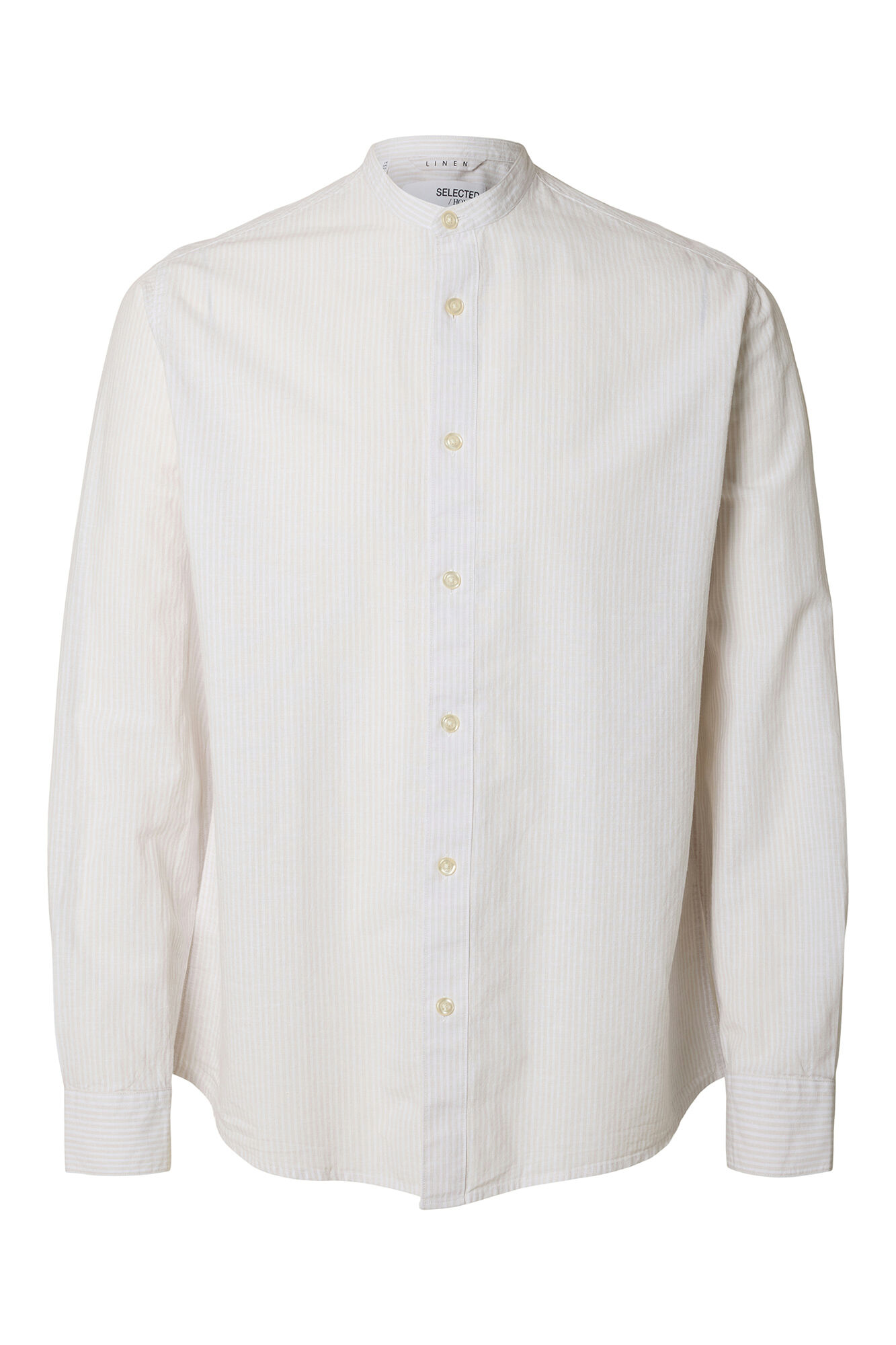 Selected Camisa de linho com gola mao Cinzento
