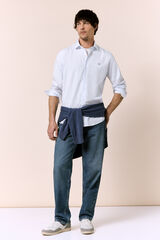 OOTO Poplin plaid long sleeve shirt Blue