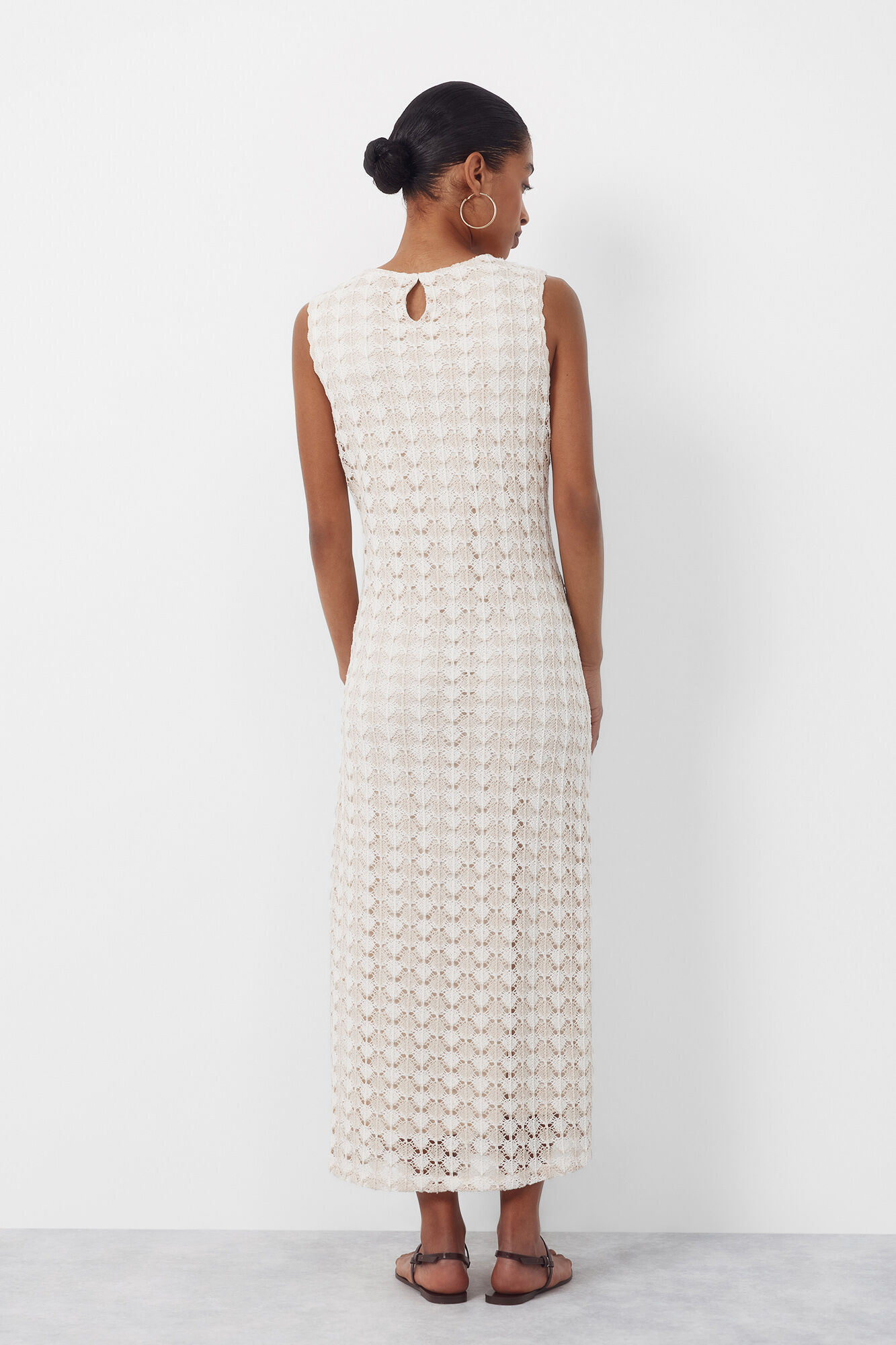 Cortefiel Rustic structured dress Ivory