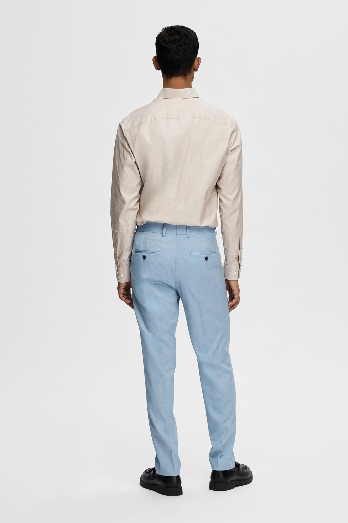 Selected Camisa de manga comprida elegante 100% algod&atilde;o Castanho