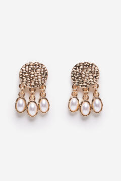 Cortefiel Pearl texture earrings Gold