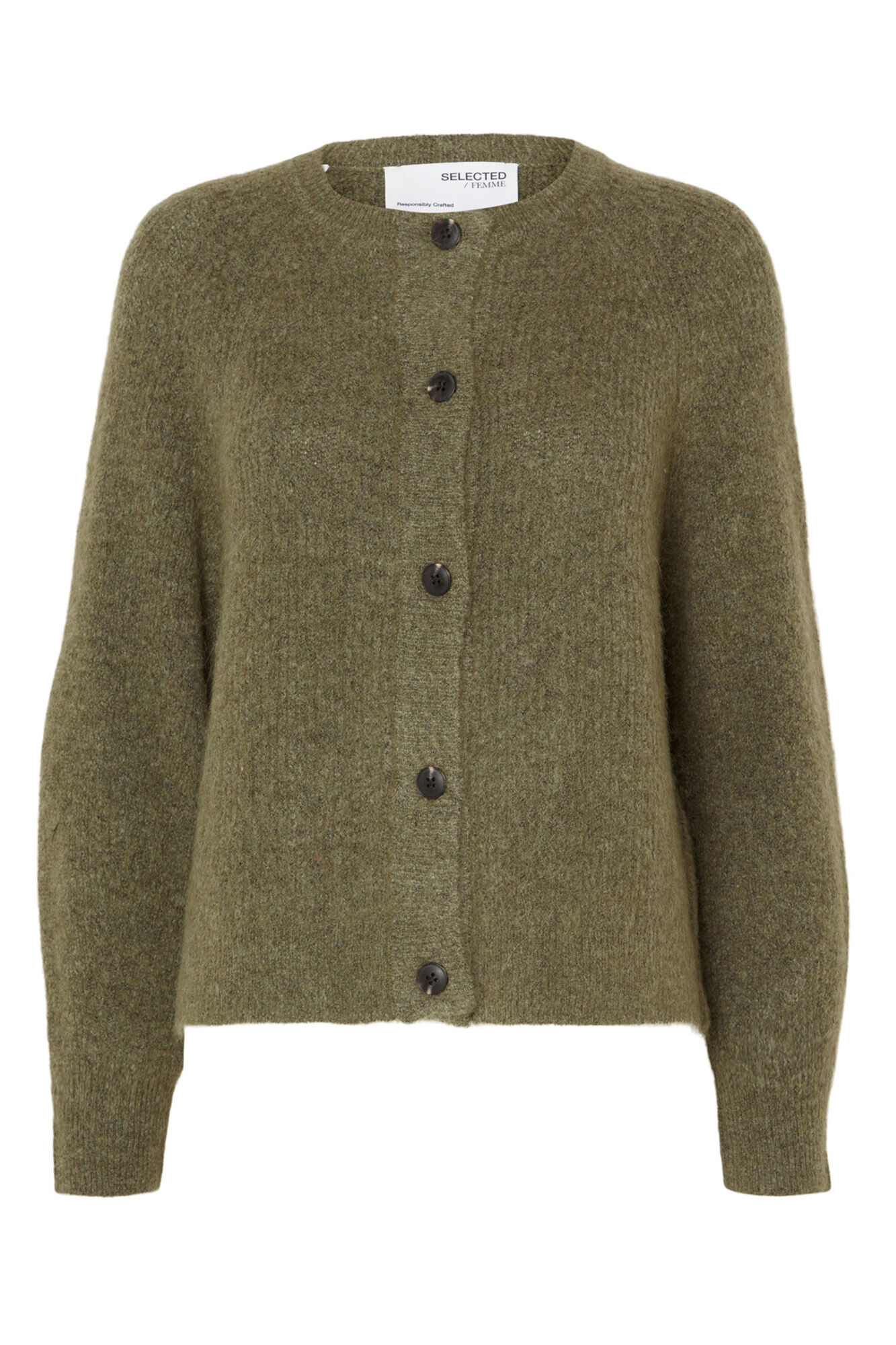 Selected Short cardigan made of wool and alpaca. Green
