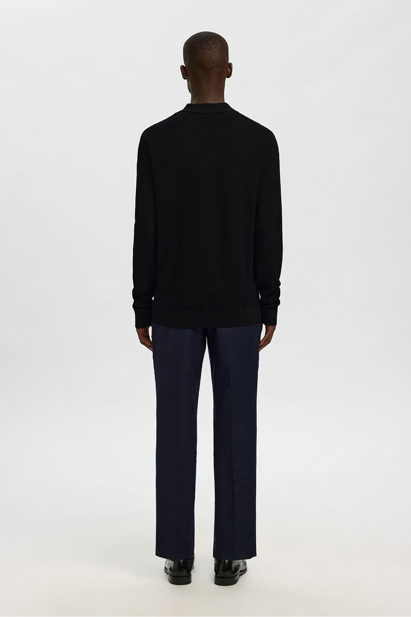 Selected Polo estruturada com meia fecho-&eacute;clair  Preto