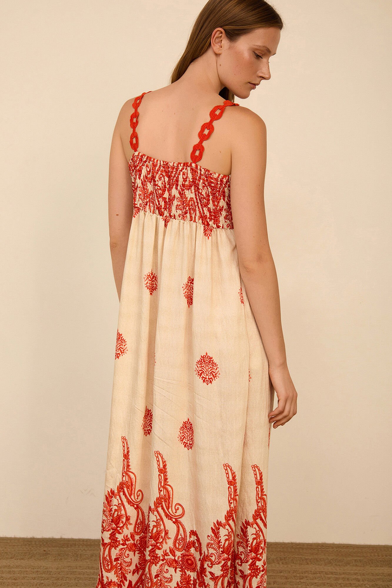 Meisie Printed long dress Printed white