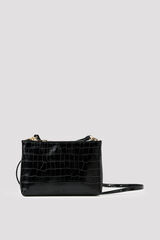 Cortefiel Crocodile effect crossbody wallet Black
