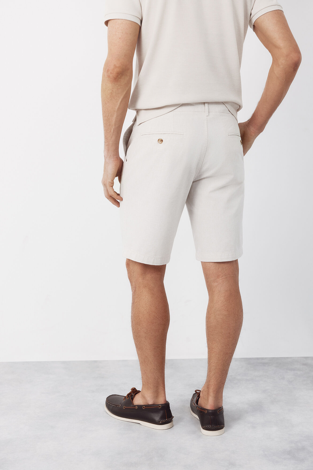 Cortefiel Bermuda oxford fabric Beige