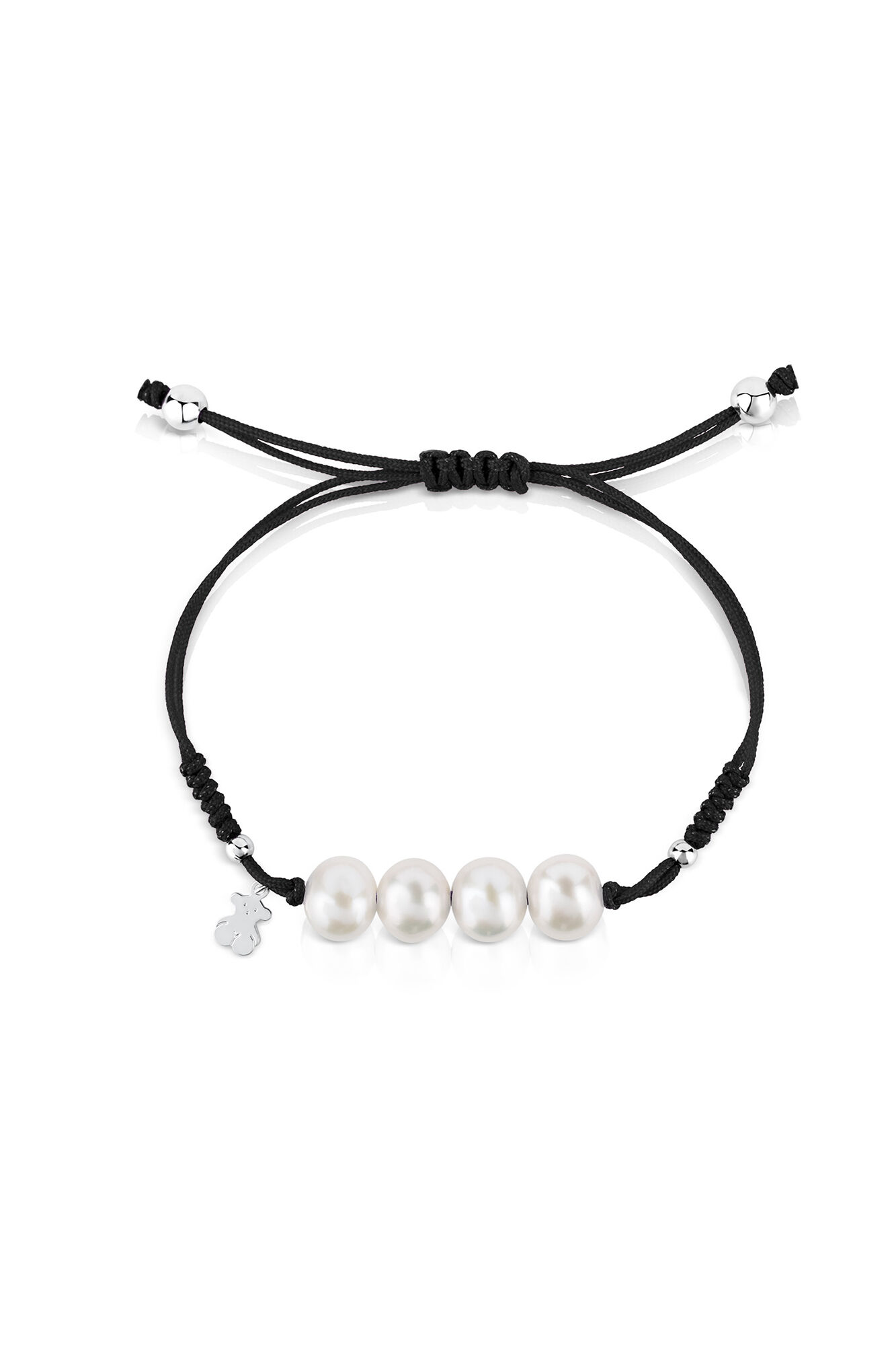 Tous Pulsera de cord&oacute;n, plata y perlas cultivadas Gris