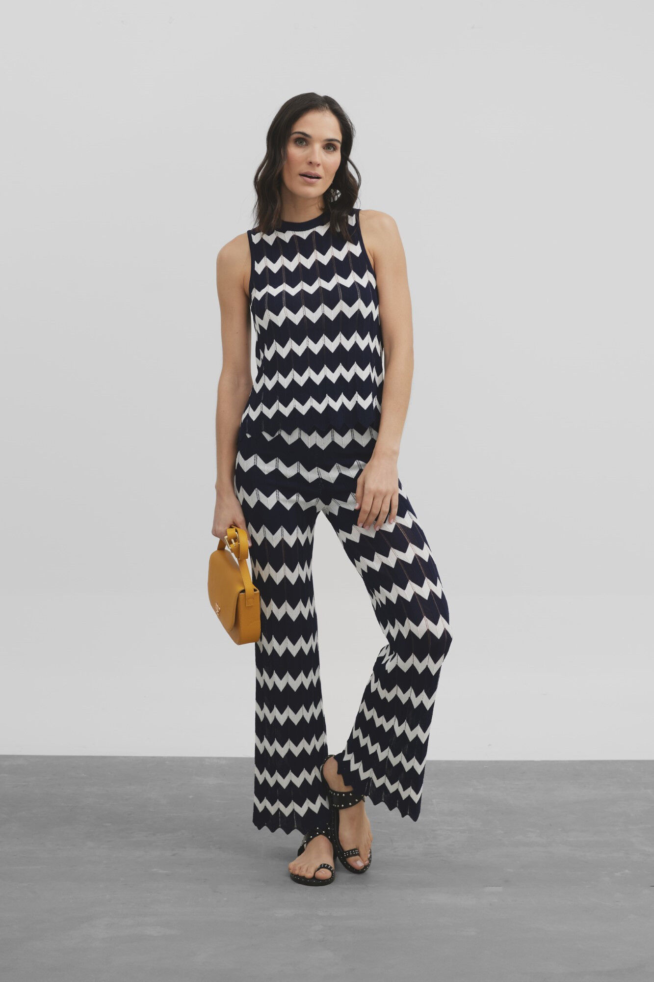 Silbon Top punto espiga Estampado azul