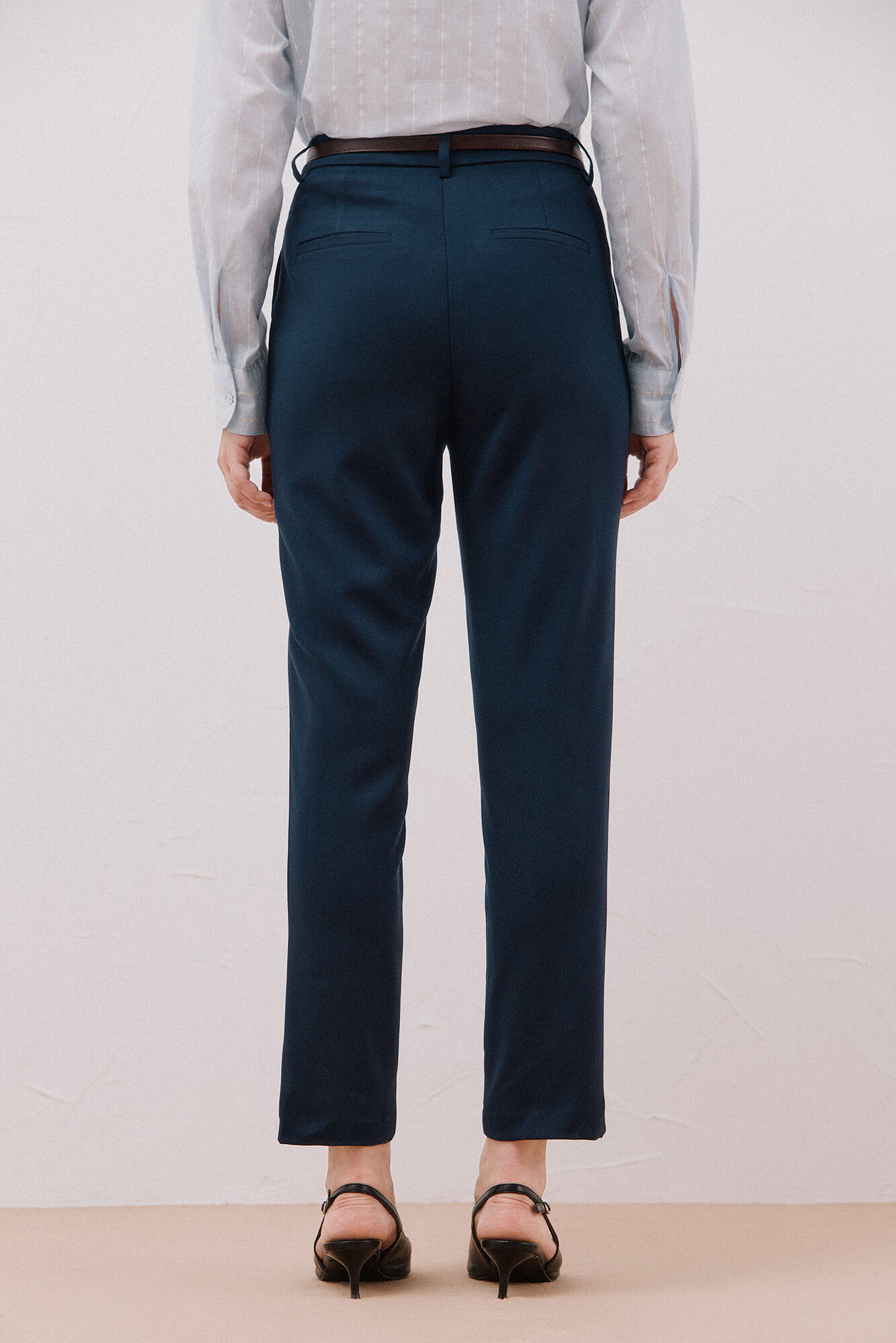 Cortefiel Pants with belt Navy