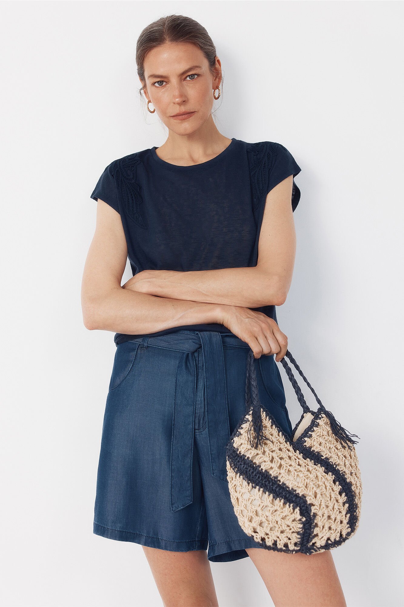 Cortefiel Raffia braided crossbody