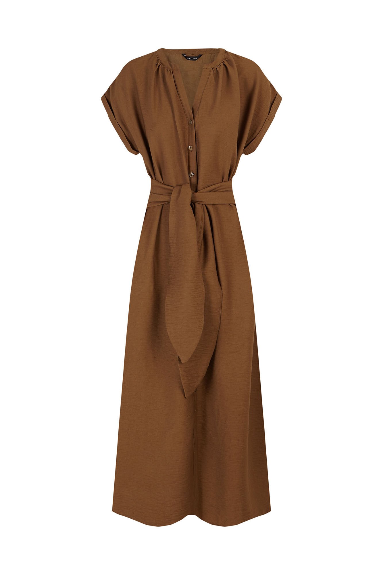 Cortefiel Vestido estampado com cinto Verde