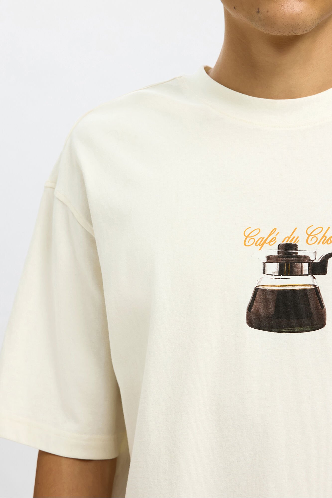 Selected Camiseta manga corta con print 100% algod&oacute;n org&aacute;nico