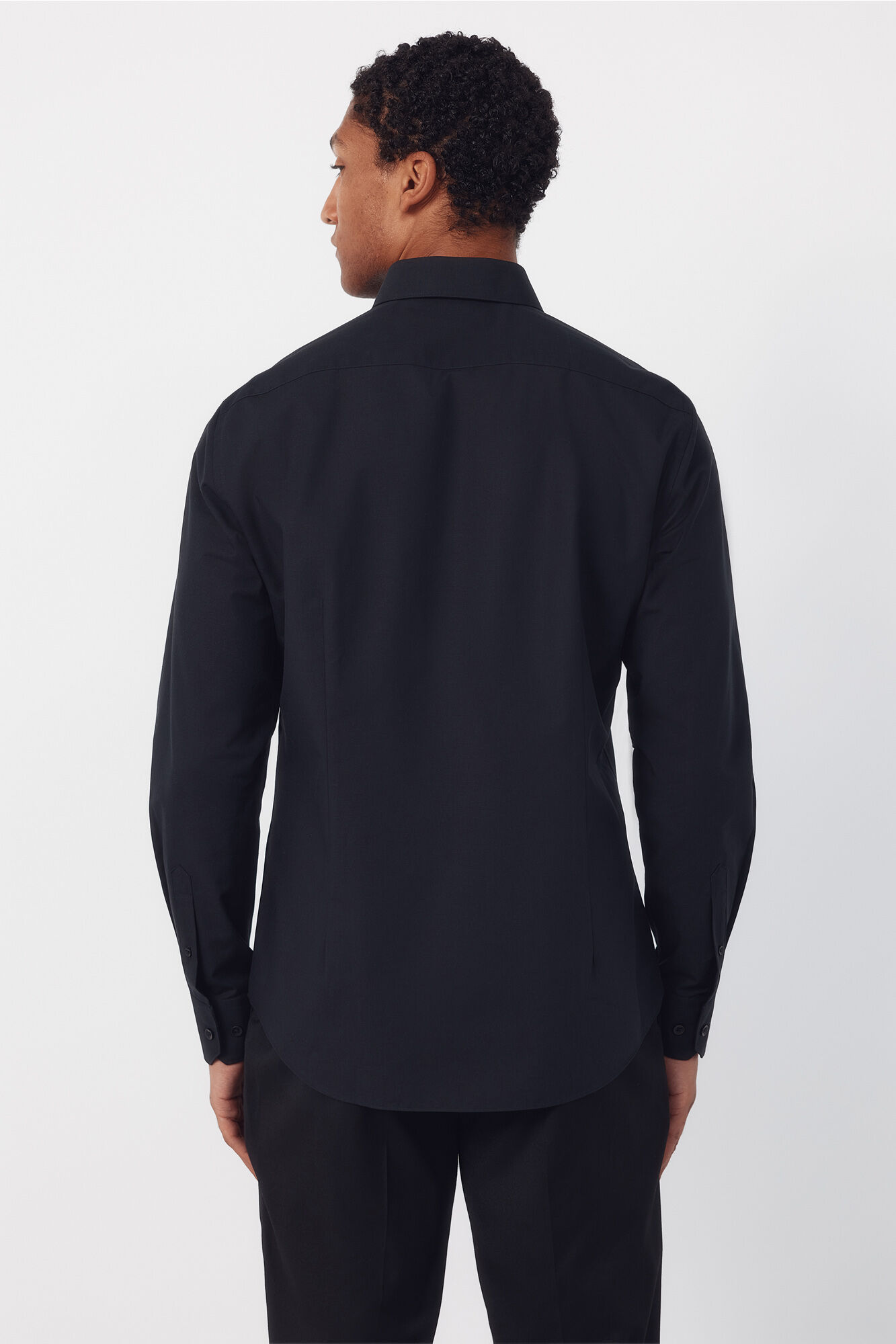 Cortefiel Slim fit easy-iron ottoman dress shirt Black