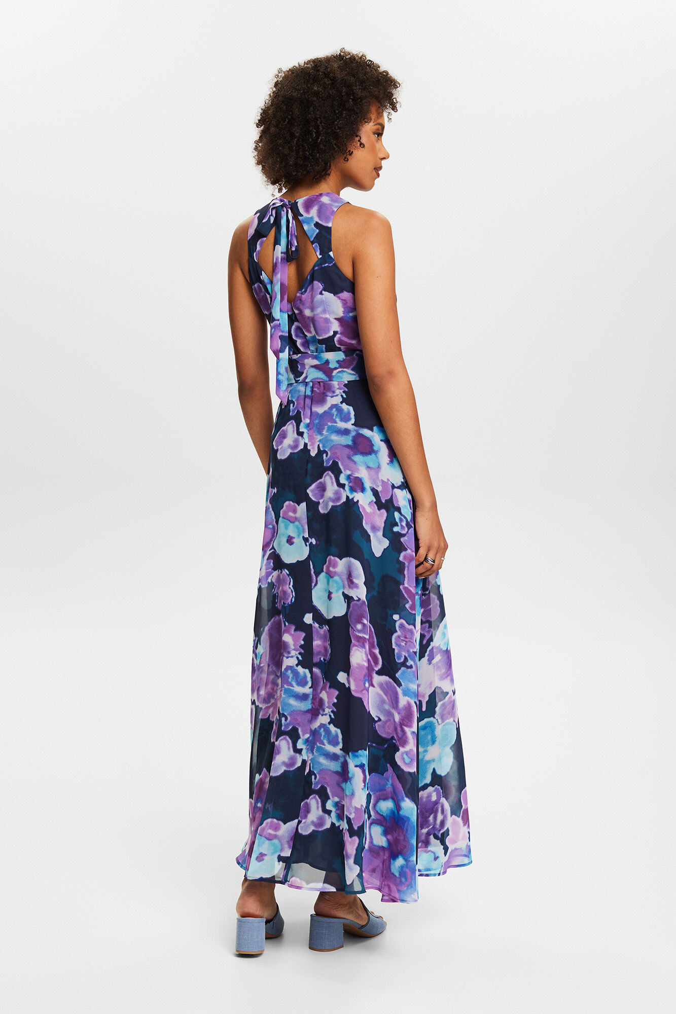 Esprit Long floral print dress Printed blue
