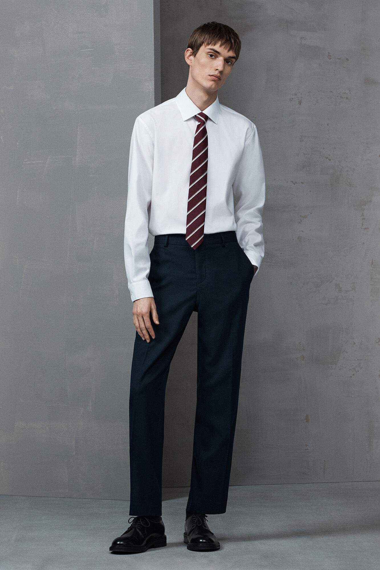 Selected Camisa de manga comprida elegante 100% algod&atilde;o