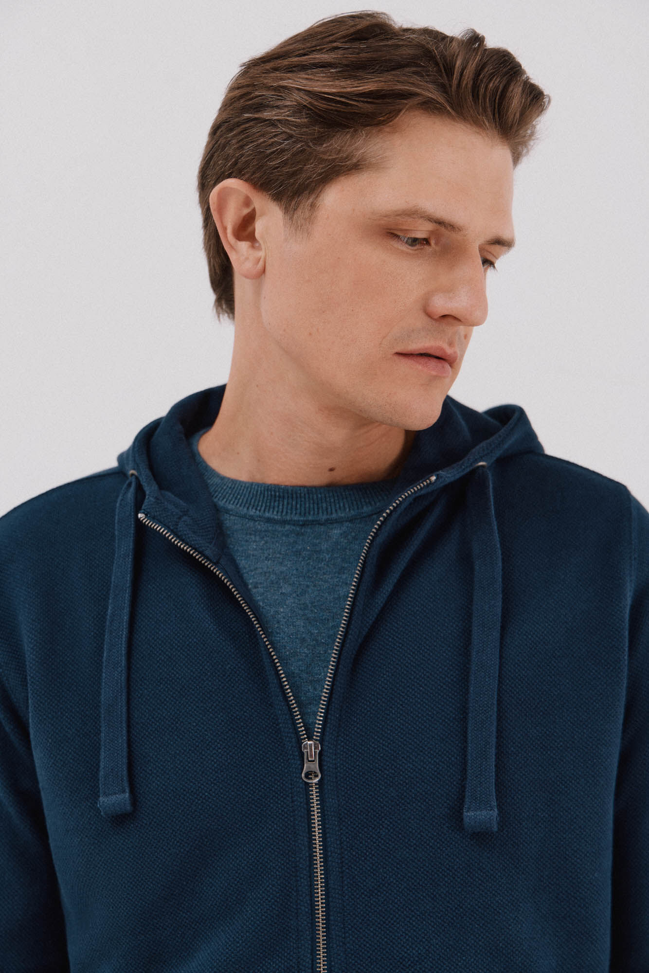 Cortefiel Hooded cardigan Navy