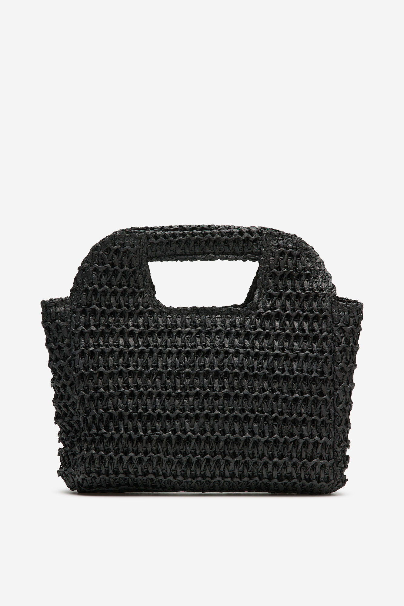 Cortefiel Raffia braided bag Black