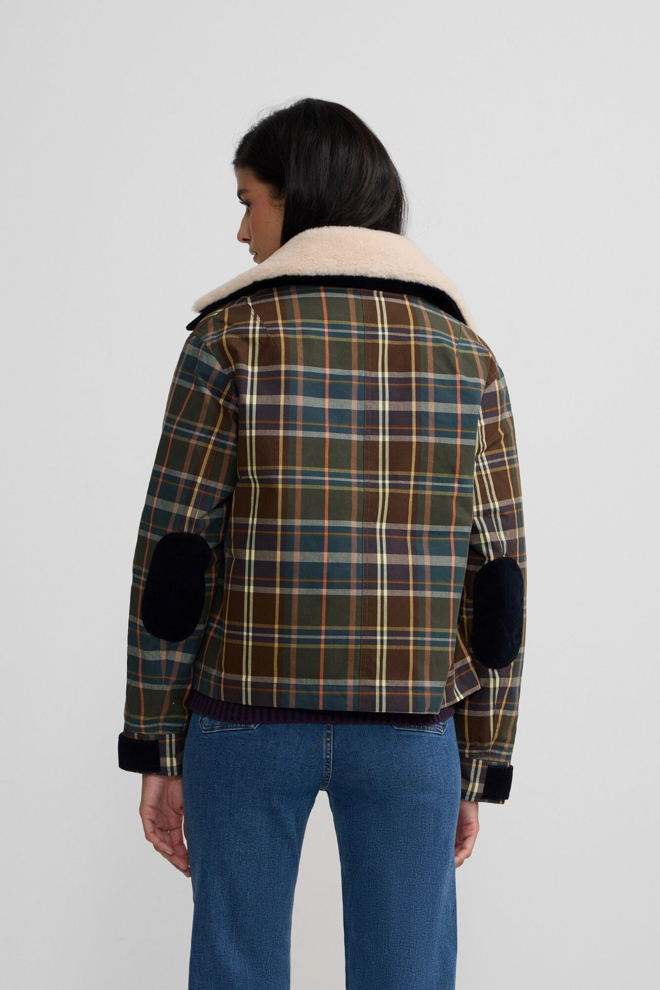 Silbon Blus&atilde;o de borrego xadrez encerada Verde