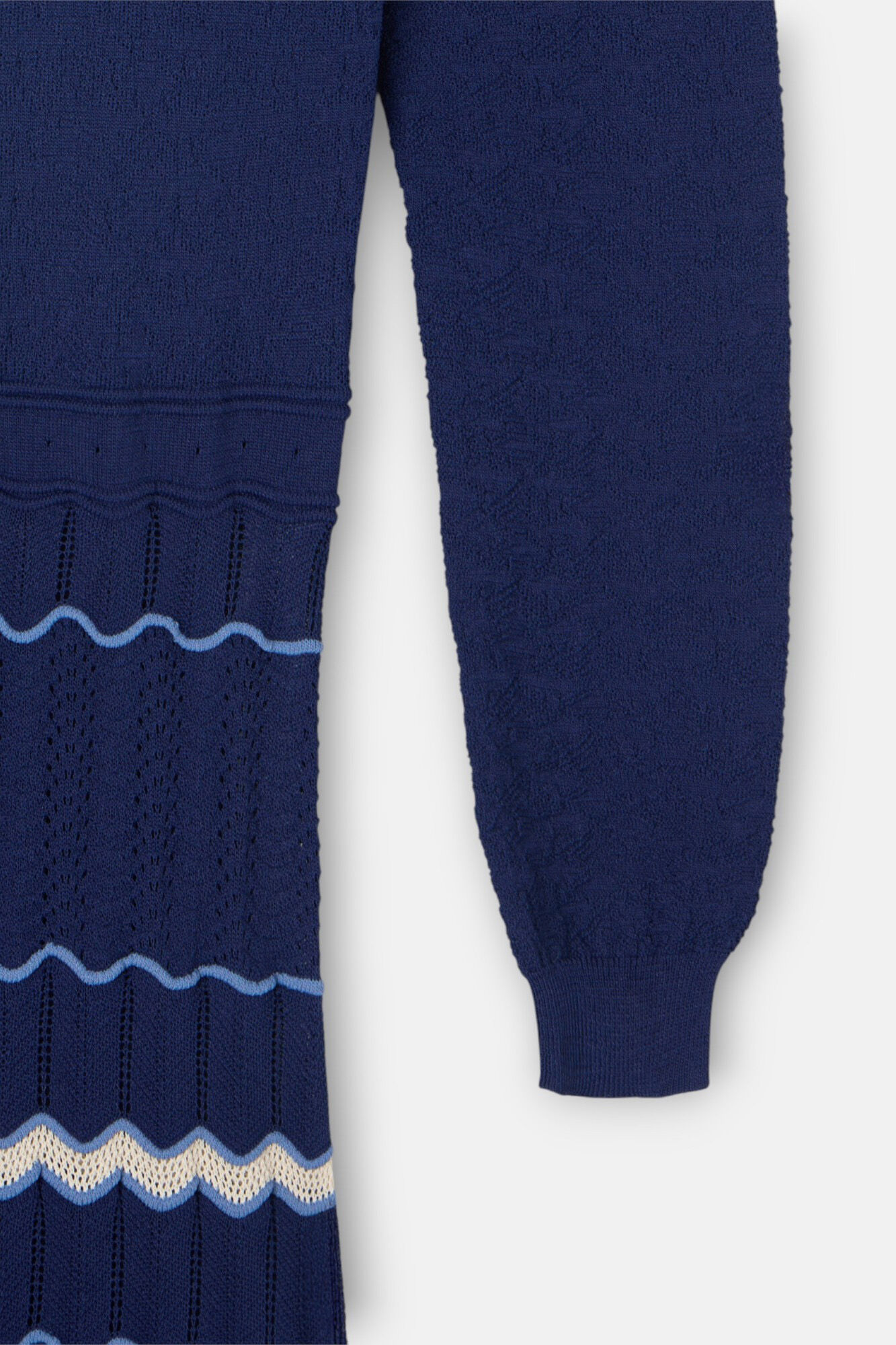 Silbon Vestido de malha espinha de peixe Azul