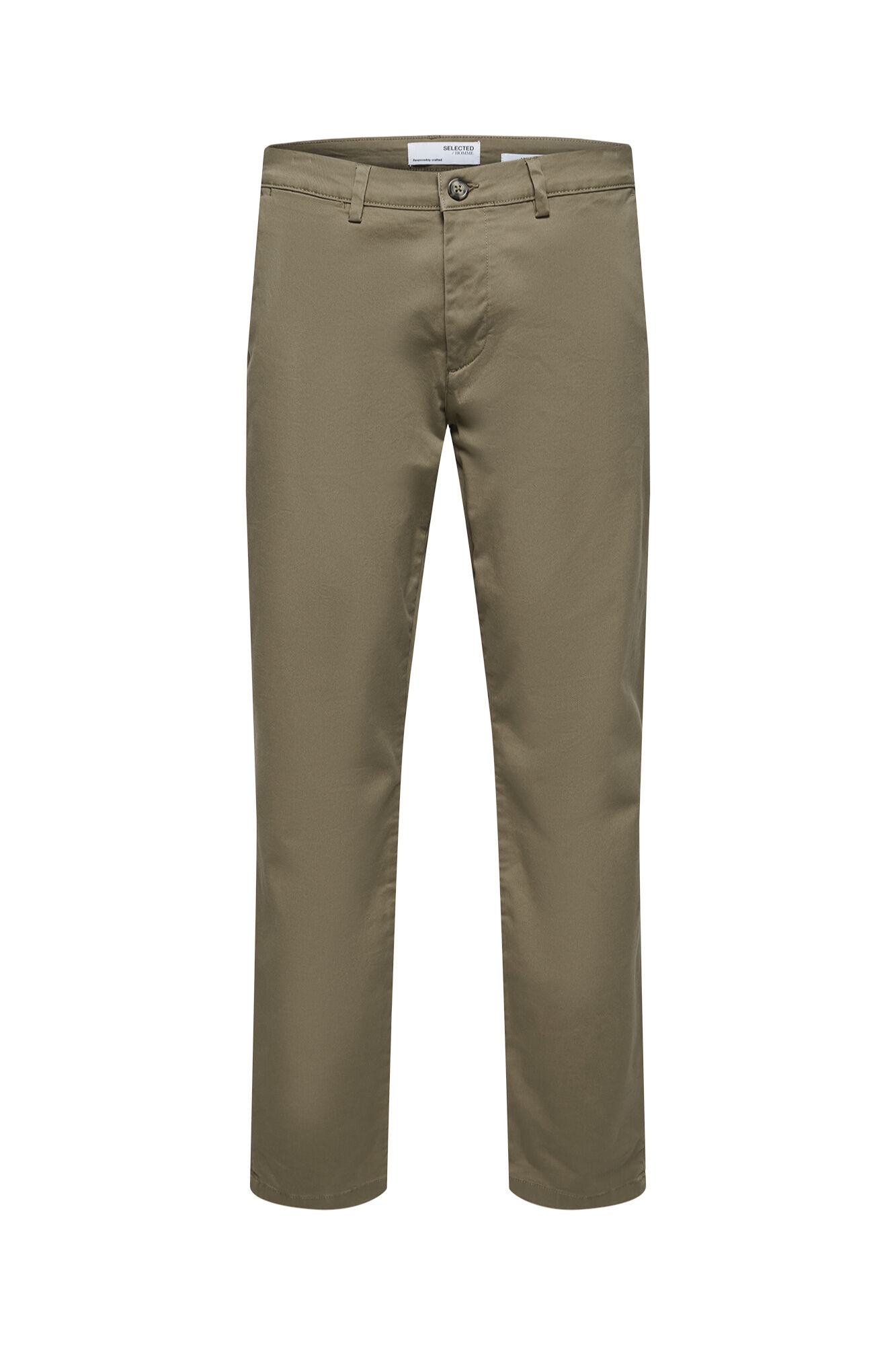 Selected Cal&ccedil;as chino para homem slim fit Castanho
