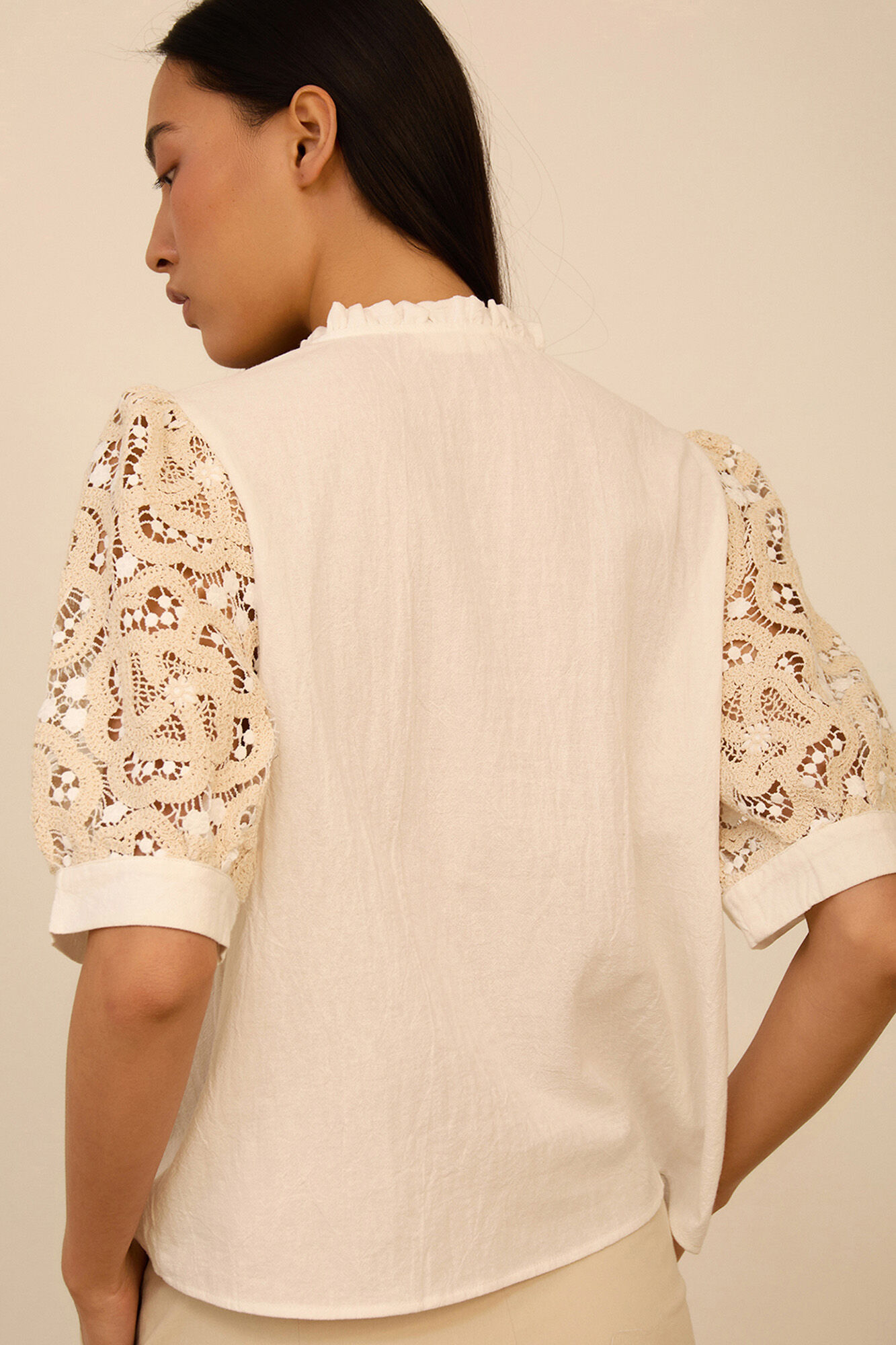 Meisie Blusa com crochet Branco
