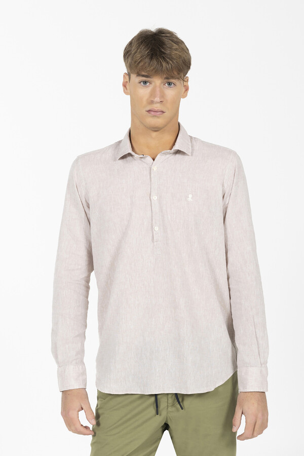Cortefiel Linen and cotton loose-fit shirt Nude