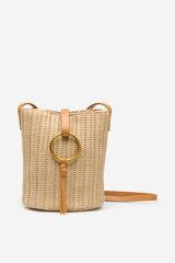 Cortefiel Raffia ring crossbody Nude