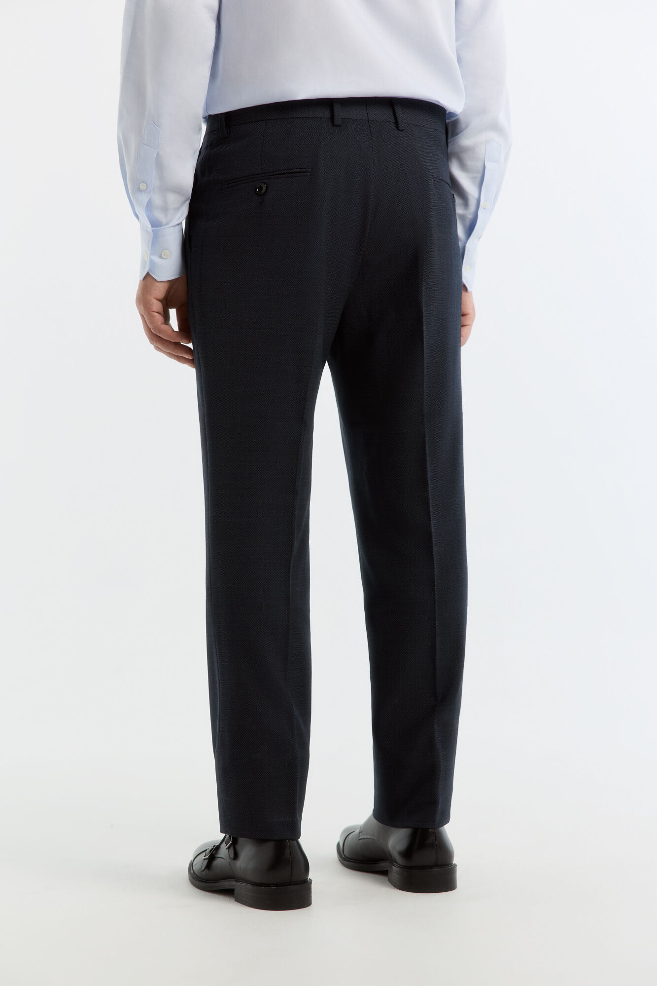 Cortefiel Navy tailored fit bird's eye smart trousers Blue
