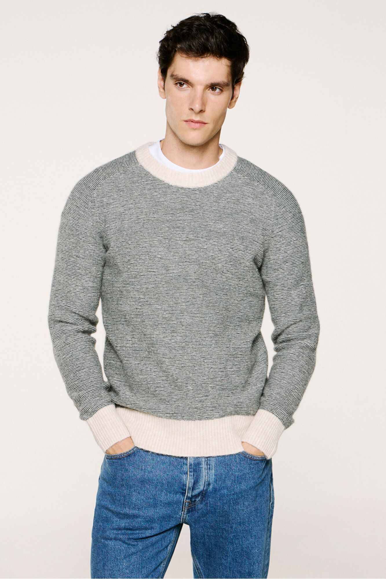 Selected Camisola de l&atilde; e alpaca  Cinzento