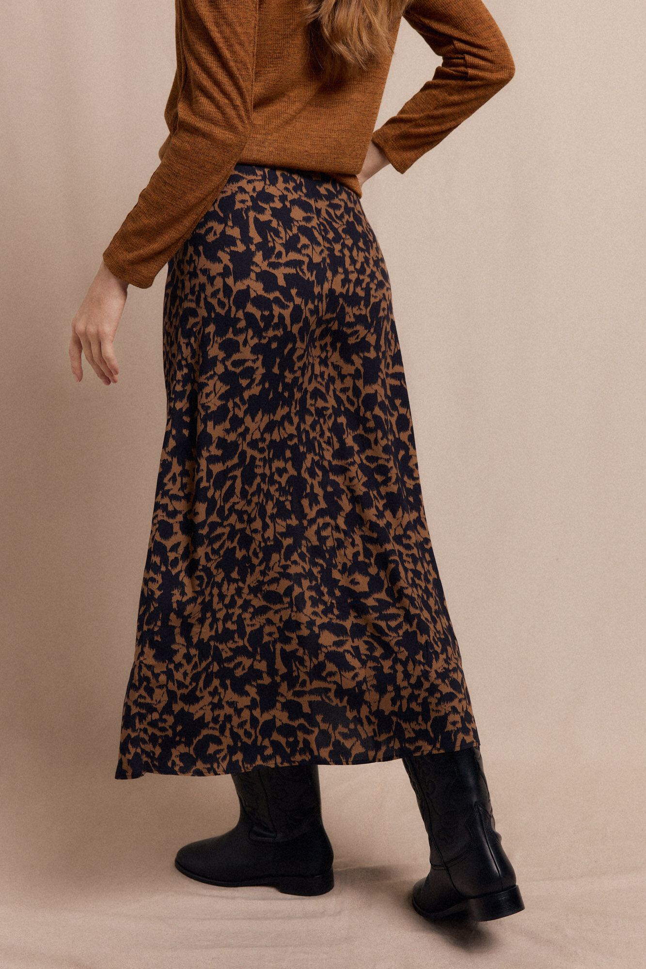 Slowlove Saia midi estampada Preto