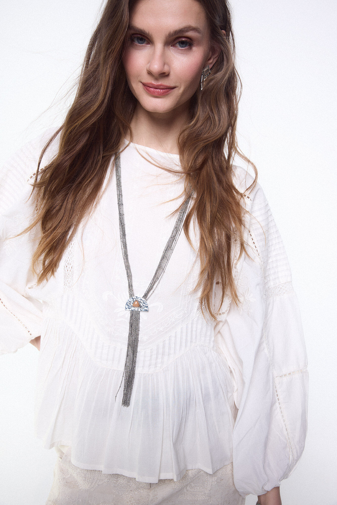 Slowlove Blusa bordada Marfil