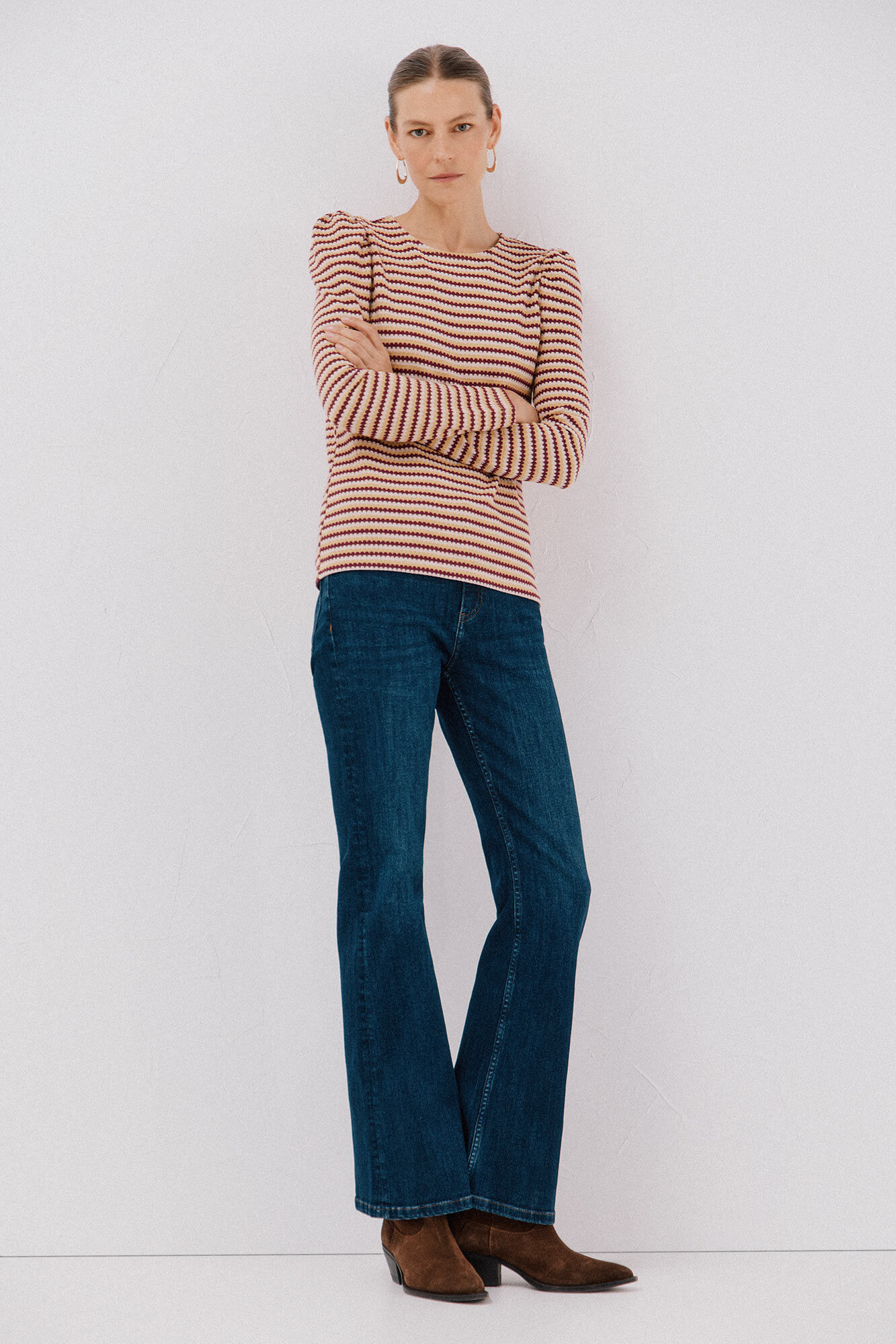 Cortefiel multicoloured striped structured top