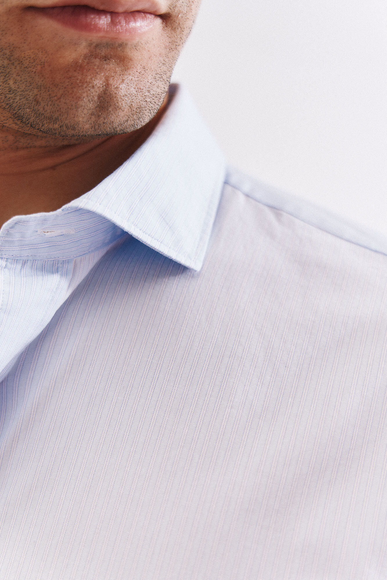 Cortefiel Camisa riscas algod&atilde;o Azul