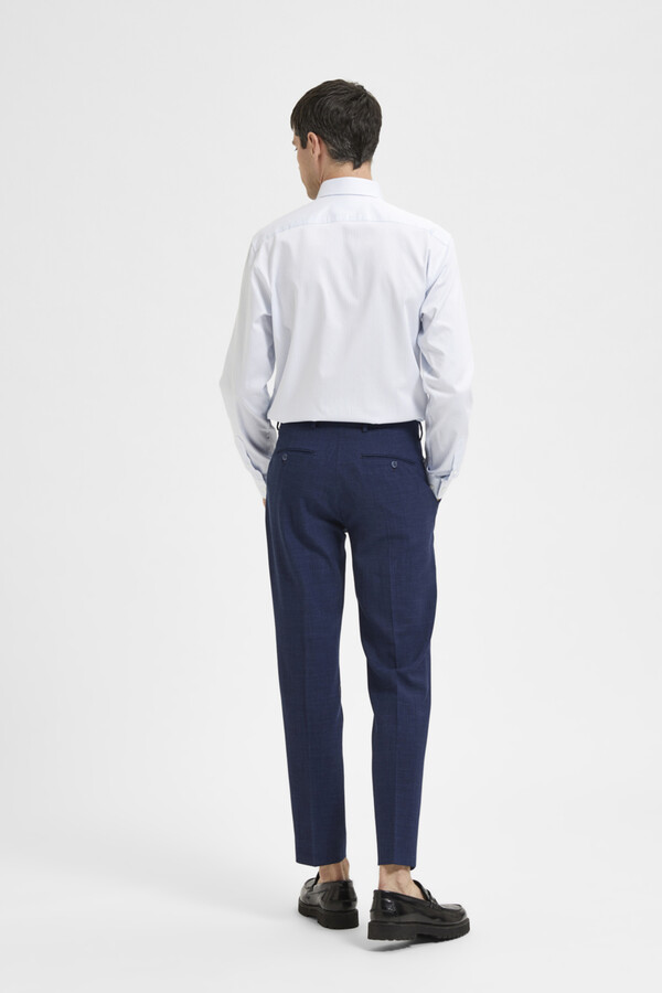 Cortefiel Slim fit linen trousers Navy