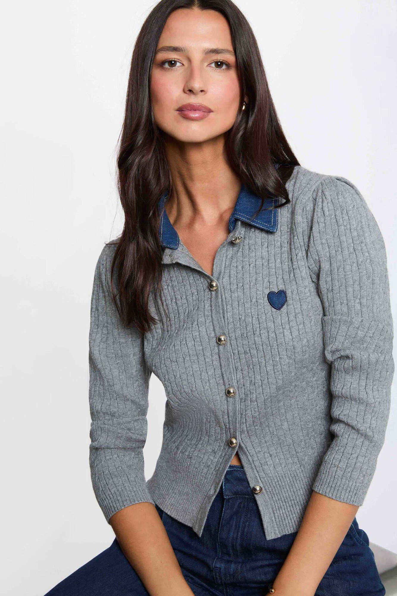 Morgan Camisola de gola alta com bot&otilde;es