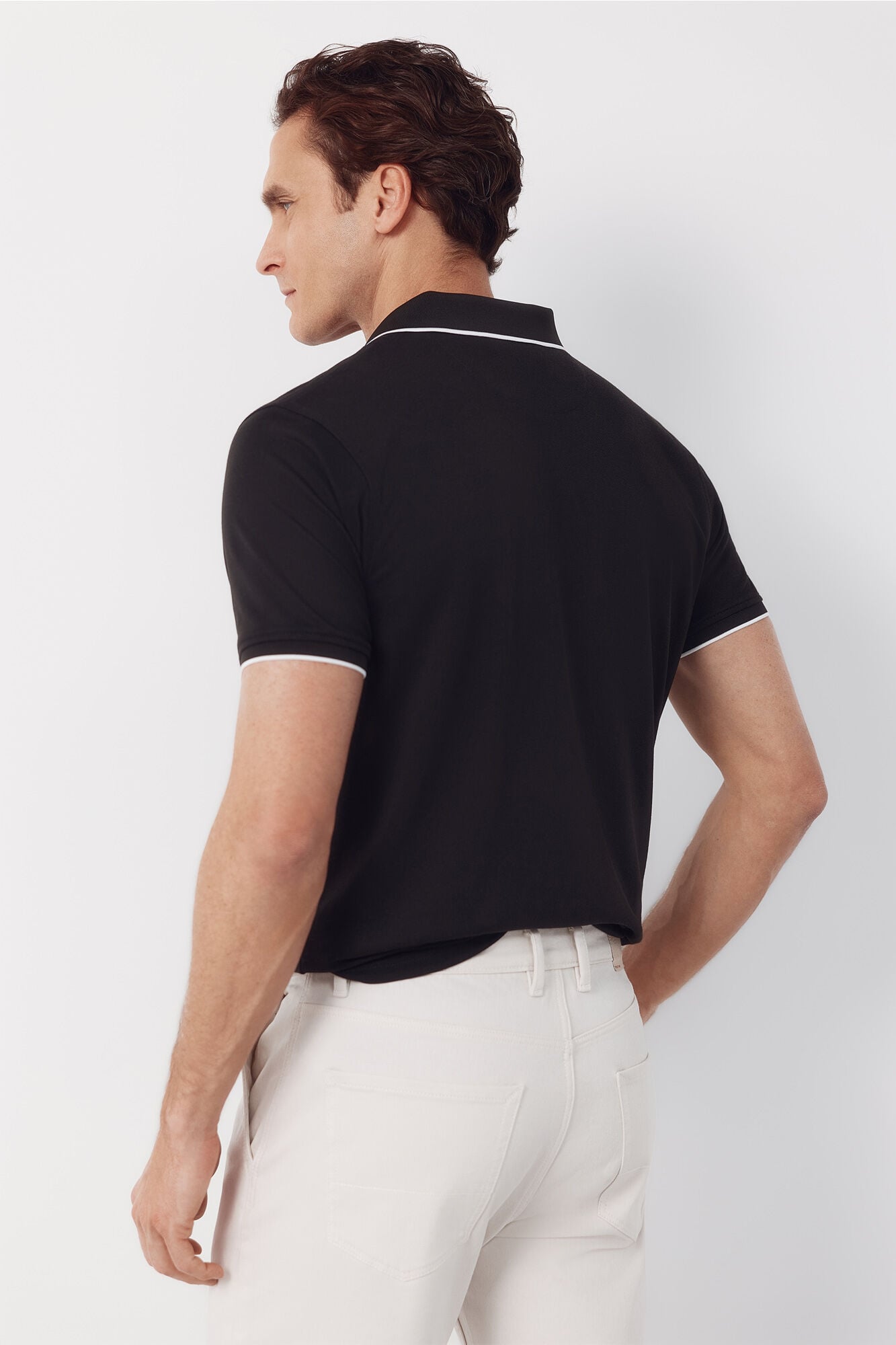 Cortefiel Polo COOLMAX&reg; cuello jacquard Negro