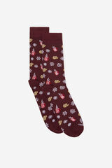 Cortefiel Motif socks gift box Maroon