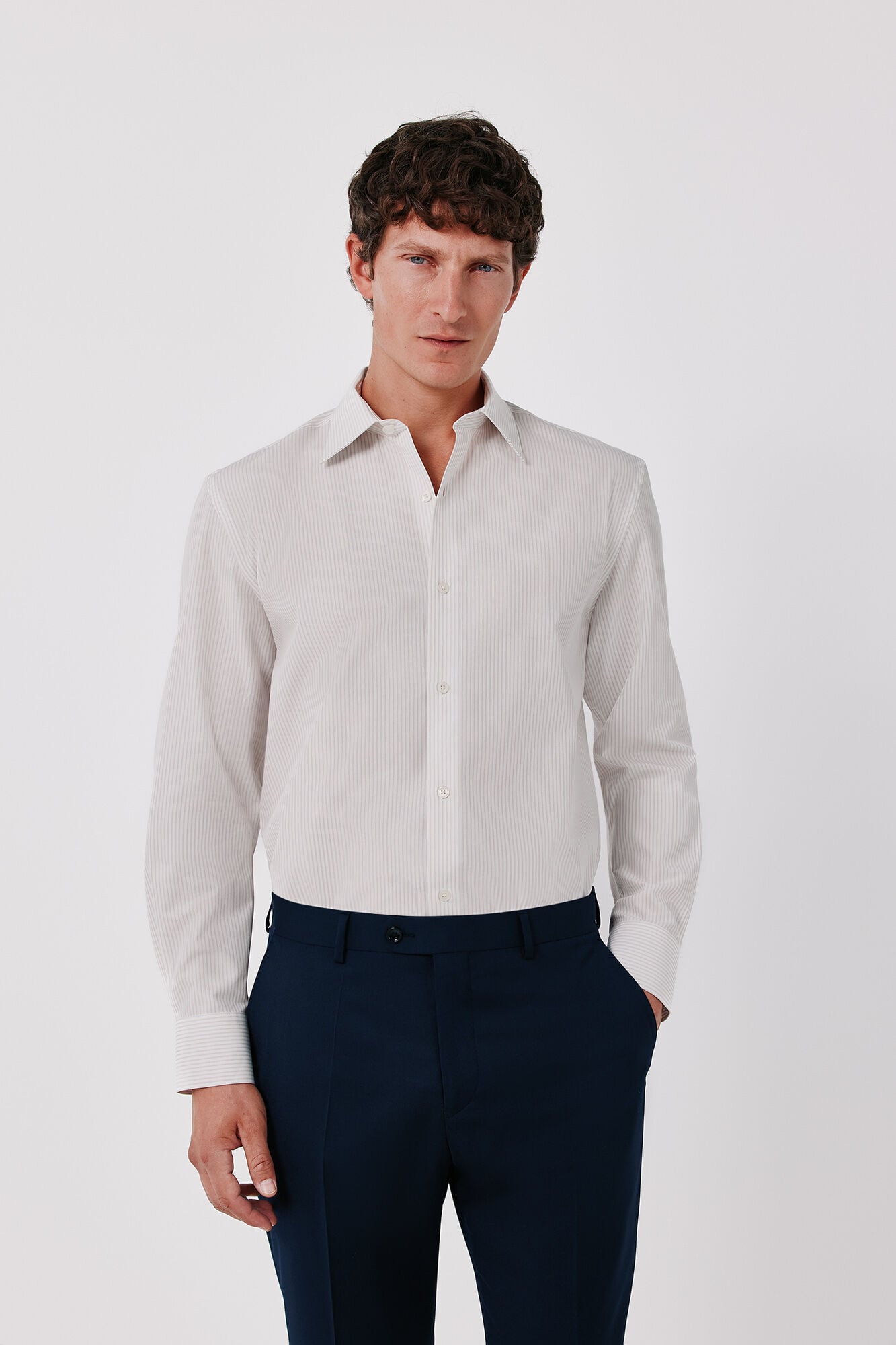 Cortefiel Striped cotton Tencel dress shirt