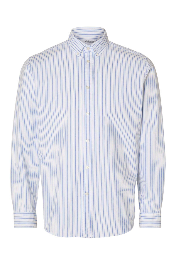 Cortefiel Slim fit shirt with long sleeves made from recycled cotton Printed white